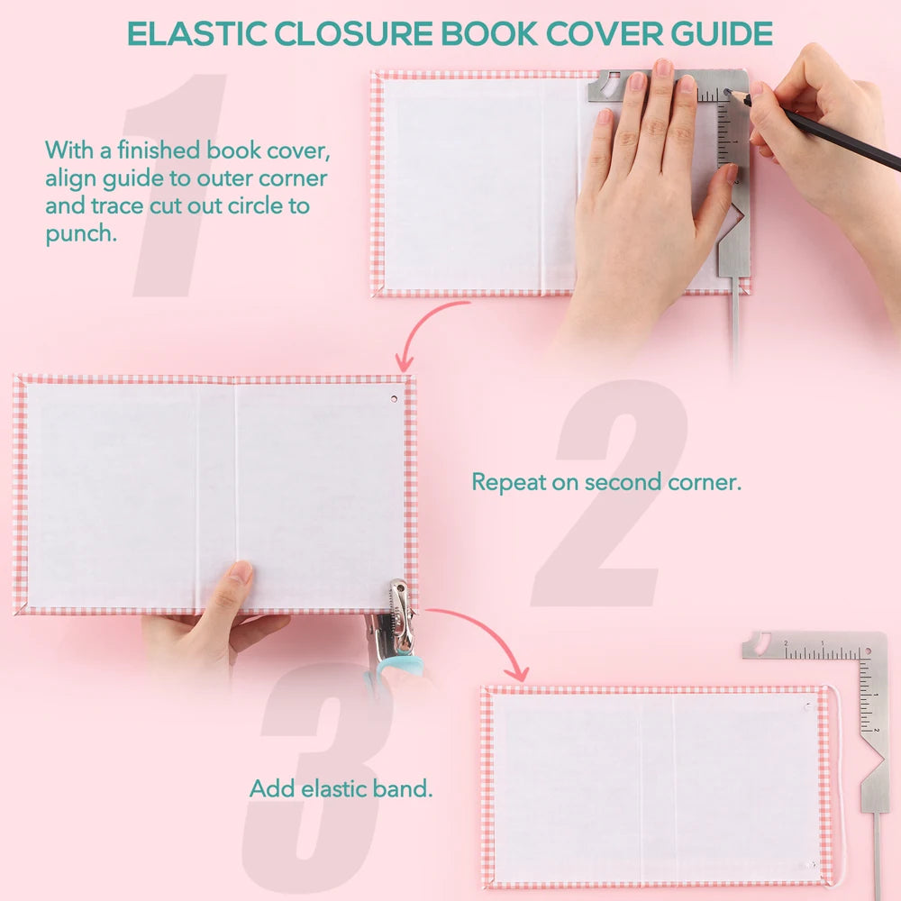5-in-1 Book Cover Guide to Create Sturdy Chipboard Covers Bookbinding Ruler Stainless Steel Corner Cutting for Scrapbooking Tool
