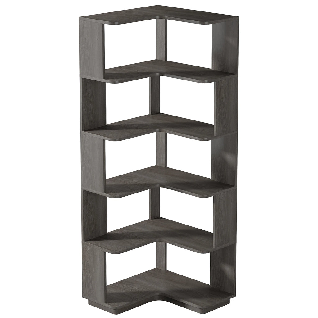 Tribesigns 6-Shelf Corner Bookshelf, 6-Tier Tall Bookcase with Baffles, Multifunctional Book Shelves Storage Display Stand