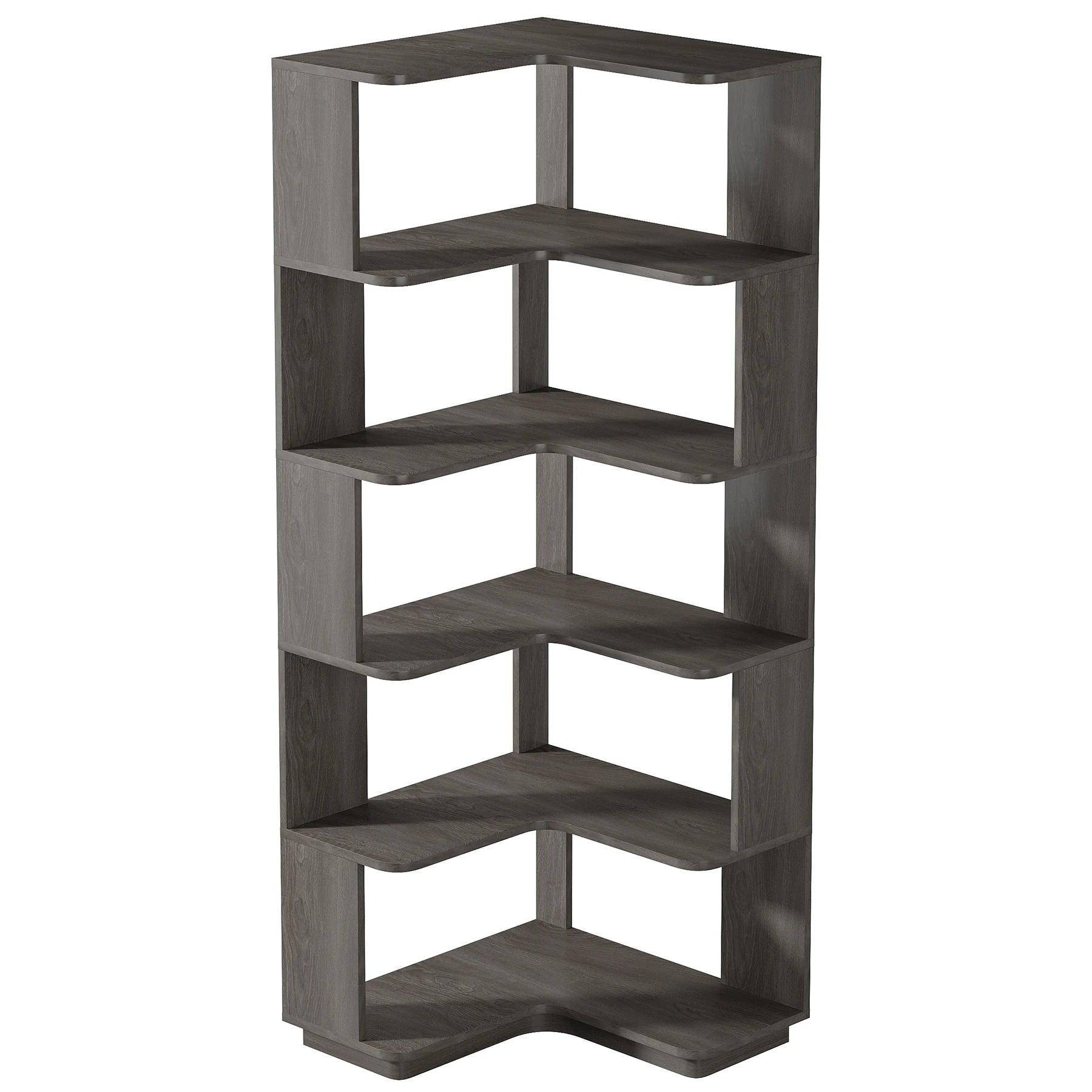 Tribesigns 6-Shelf Corner Bookshelf, 6-Tier Tall Bookcase with Baffles, Multifunctional Book Shelves Storage Display Stand