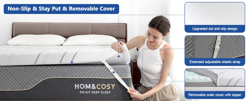 3 Inch Reversible Mattress For Back Pain Relief, High-Density Memory Foam Mattress With Removable Cover, Odourless, Certipur-Us