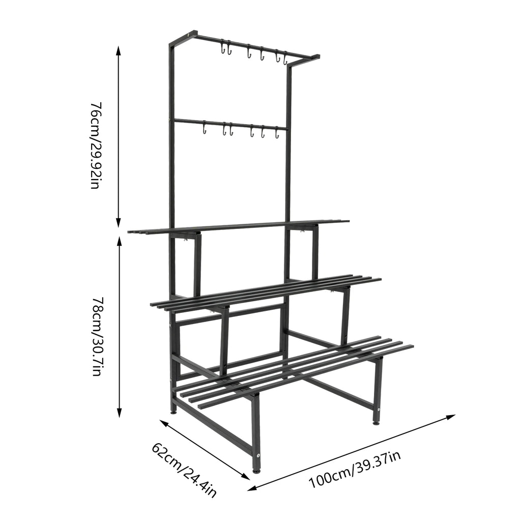 3 Tier Plant Stand with Hanging Rods Metal Plant Holder Plant Stand Rectangular Metal Plant Holder Plant Stand With Hanging Rods