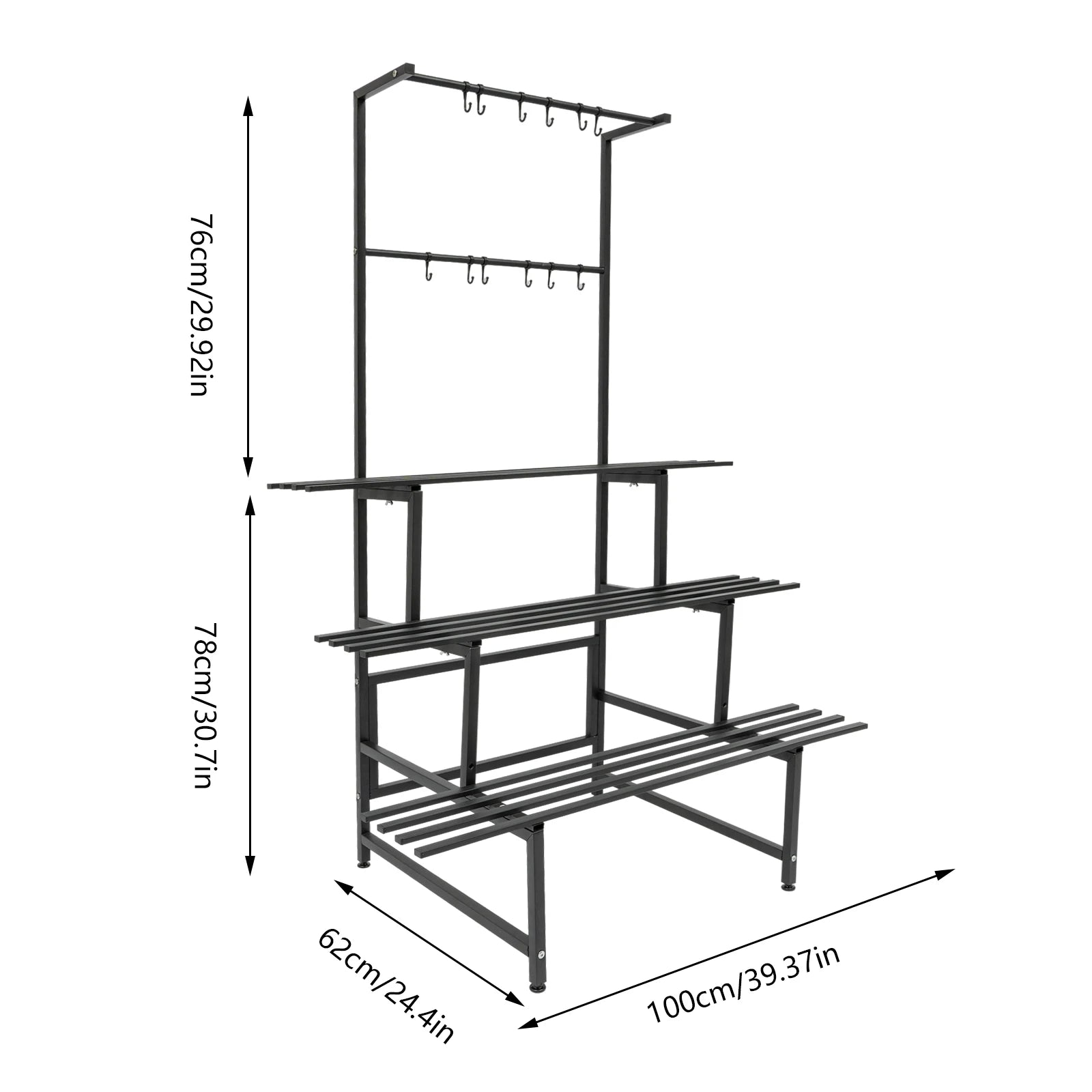 3 Tier Plant Stand with Hanging Rods Metal Plant Holder Plant Stand Rectangular Metal Plant Holder Plant Stand With Hanging Rods