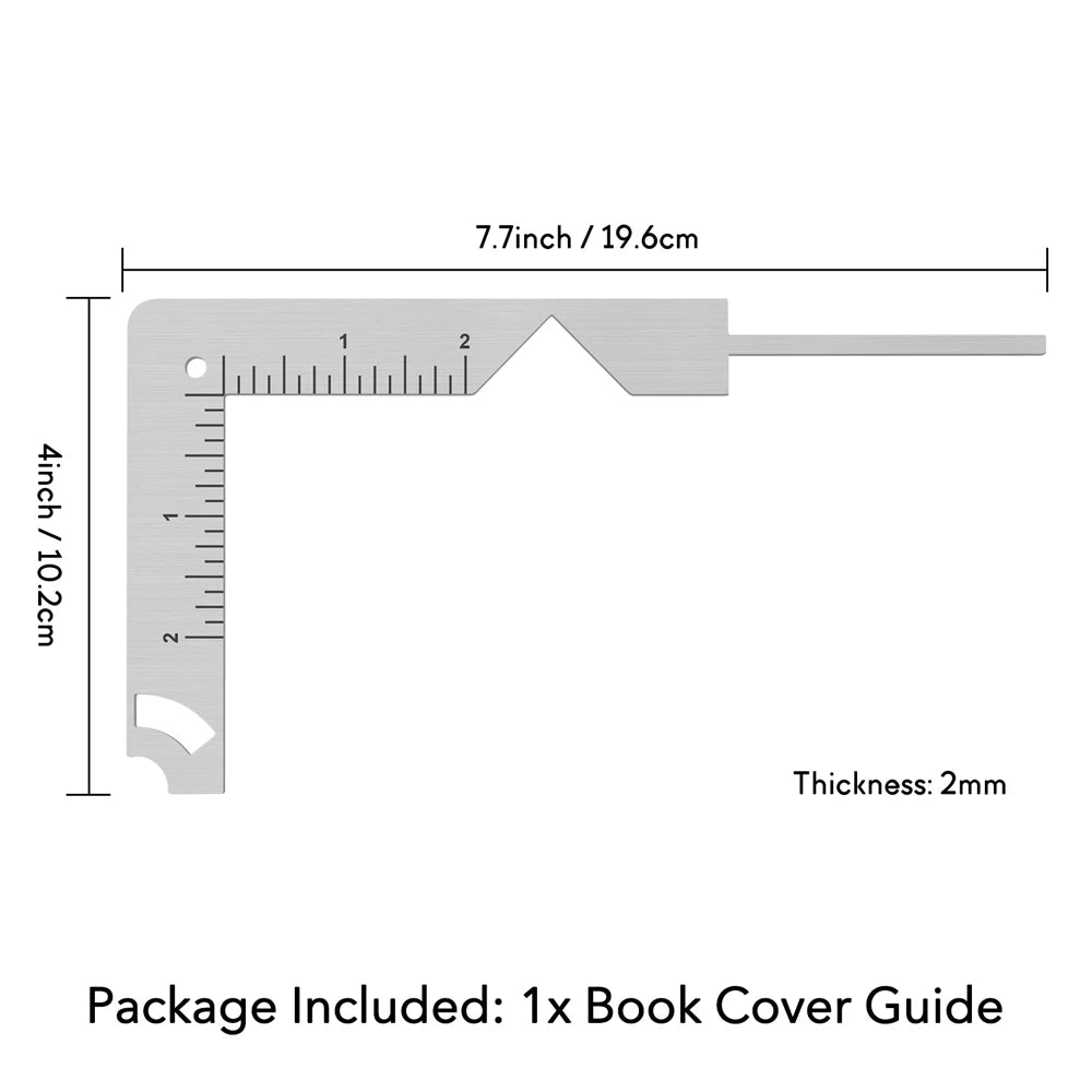 5-in-1 Book Cover Guide to Create Sturdy Chipboard Covers Bookbinding Ruler Stainless Steel Corner Cutting for Scrapbooking Tool