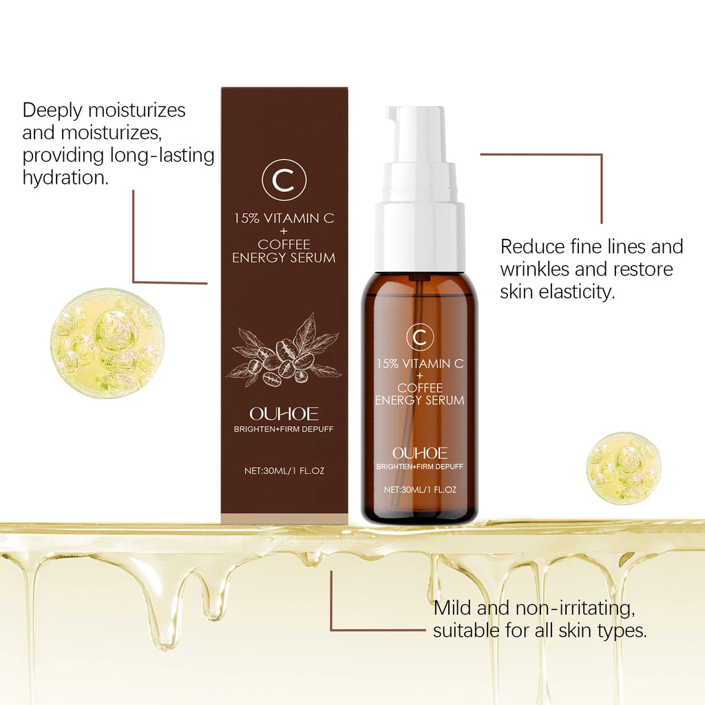 OUHOE Caffeine - Infused Firming Essence: Glycerin, Coffee Extract, Moisturize, Tighten, Anti - Aging, All Skin Types