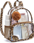 Anti-theft Clear Backpack, Small Mini Clear Bag for Sport Event Concert with Cute Fur Ball